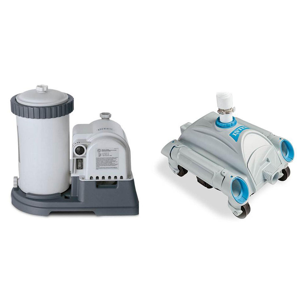 intex 2500 gph filter cartridge pump with timer and above ground pool vacuum