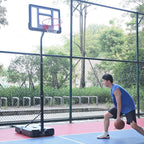 Zimtown 6.9 Ft. - 8.5 Ft. Height Adjustable Basketball Hoop Stand, with 34 In. Shatterproof Backboard and Wheels, for Kids Teenager/Youth Playing
