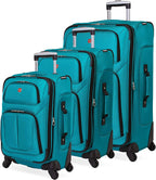 Sion Softside Expandable Luggage, Teal, 3 Piece Set (21/25/27)