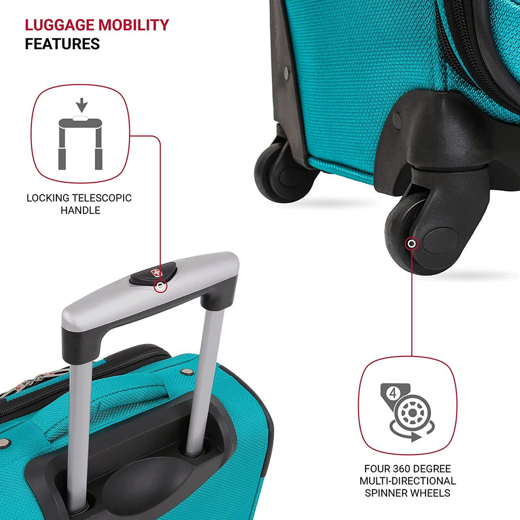 Sion Softside Expandable Luggage, Teal, 3 Piece Set (21/25/27)