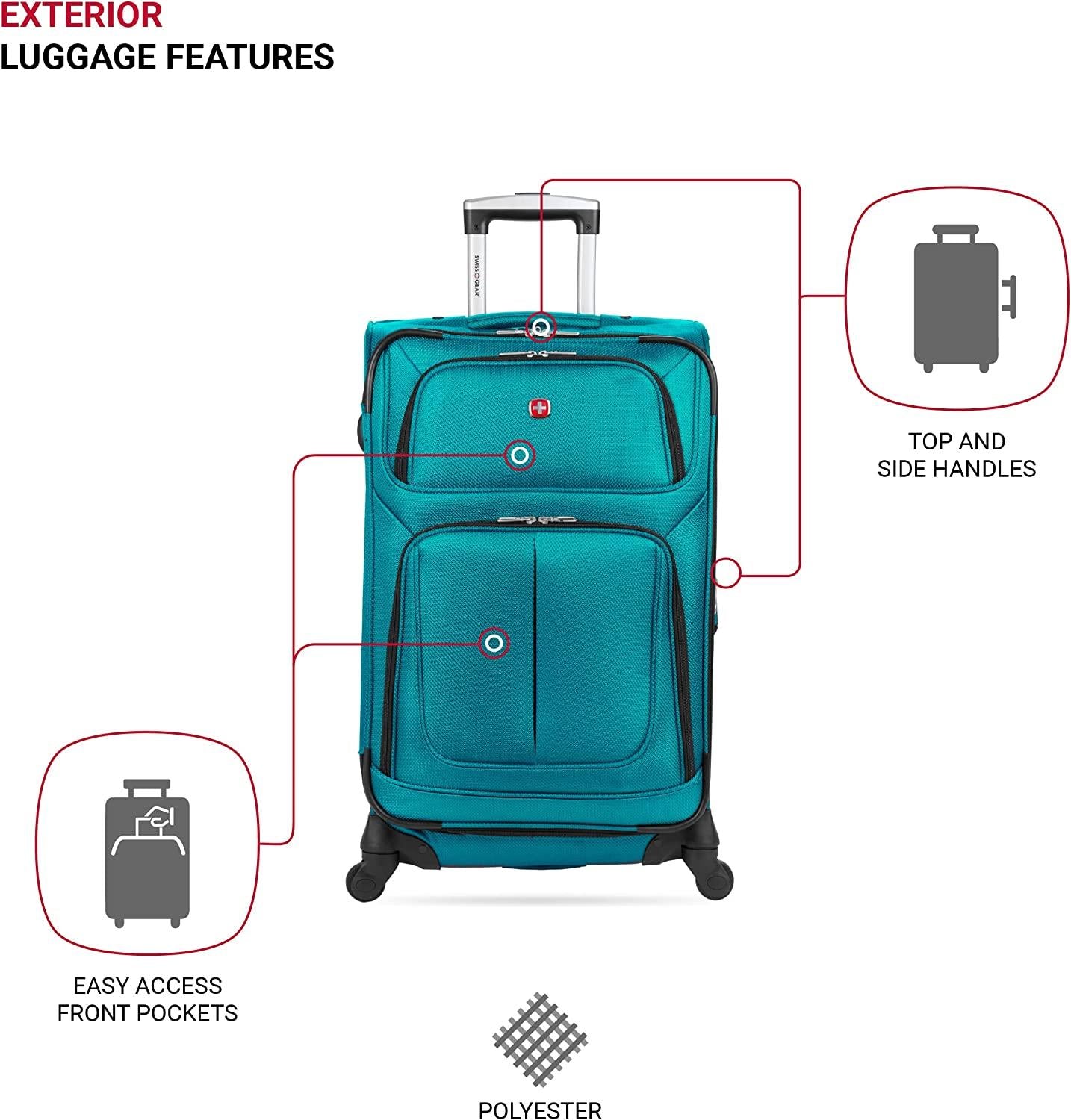 Sion Softside Expandable Luggage, Teal, 3 Piece Set (21/25/27)