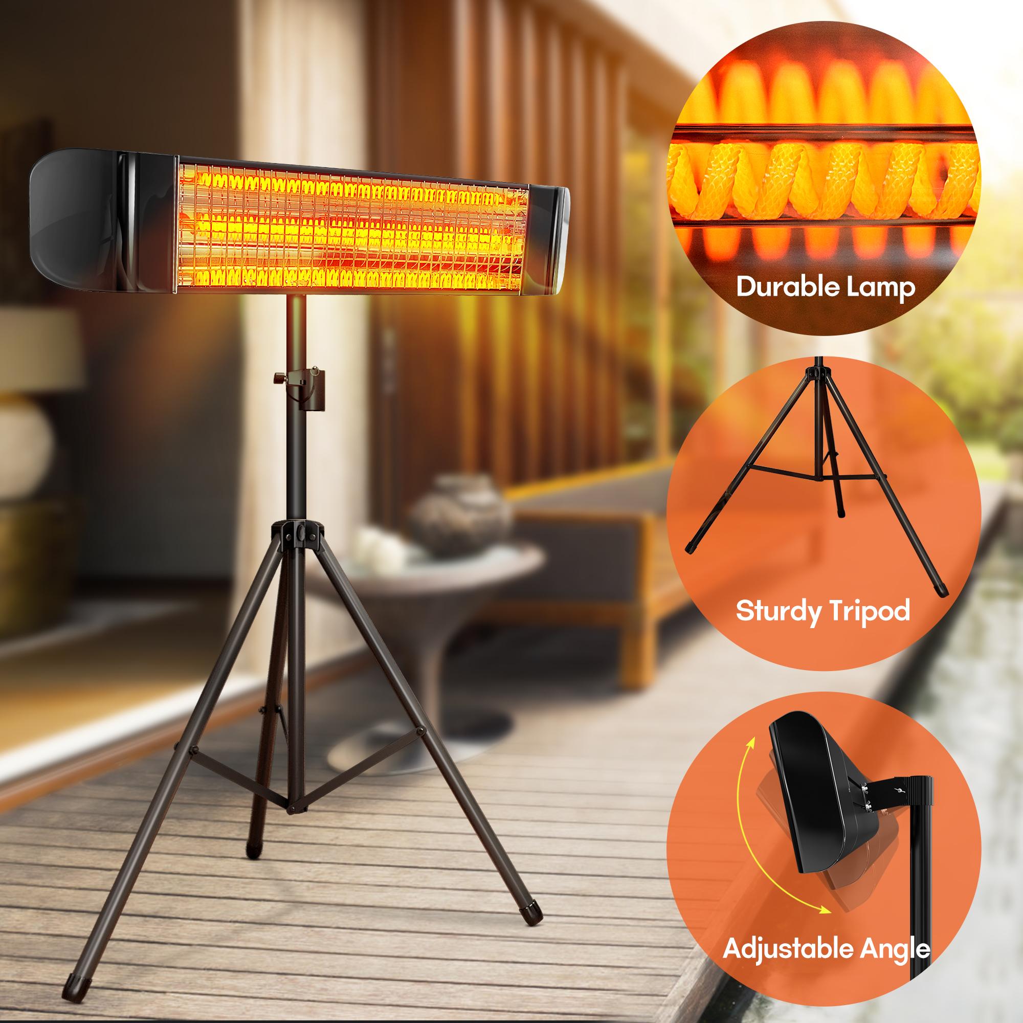 Electric Patio Heater with Tripod Waterproof Standing Indoor Outdoor Infrared Heater