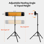 Electric Patio Heater with Tripod Waterproof Standing Indoor Outdoor Infrared Heater