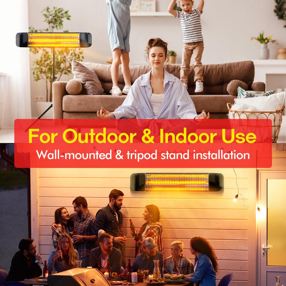 Electric Patio Heater with Tripod Waterproof Standing Indoor Outdoor Infrared Heater