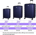 Luggage Sets 3 Piece AnyZip PC ABS Hardside Expandable Suitcase with 4 Universal Wheels TSA Lock Carry On 20 24 28 Inch Dark Blue