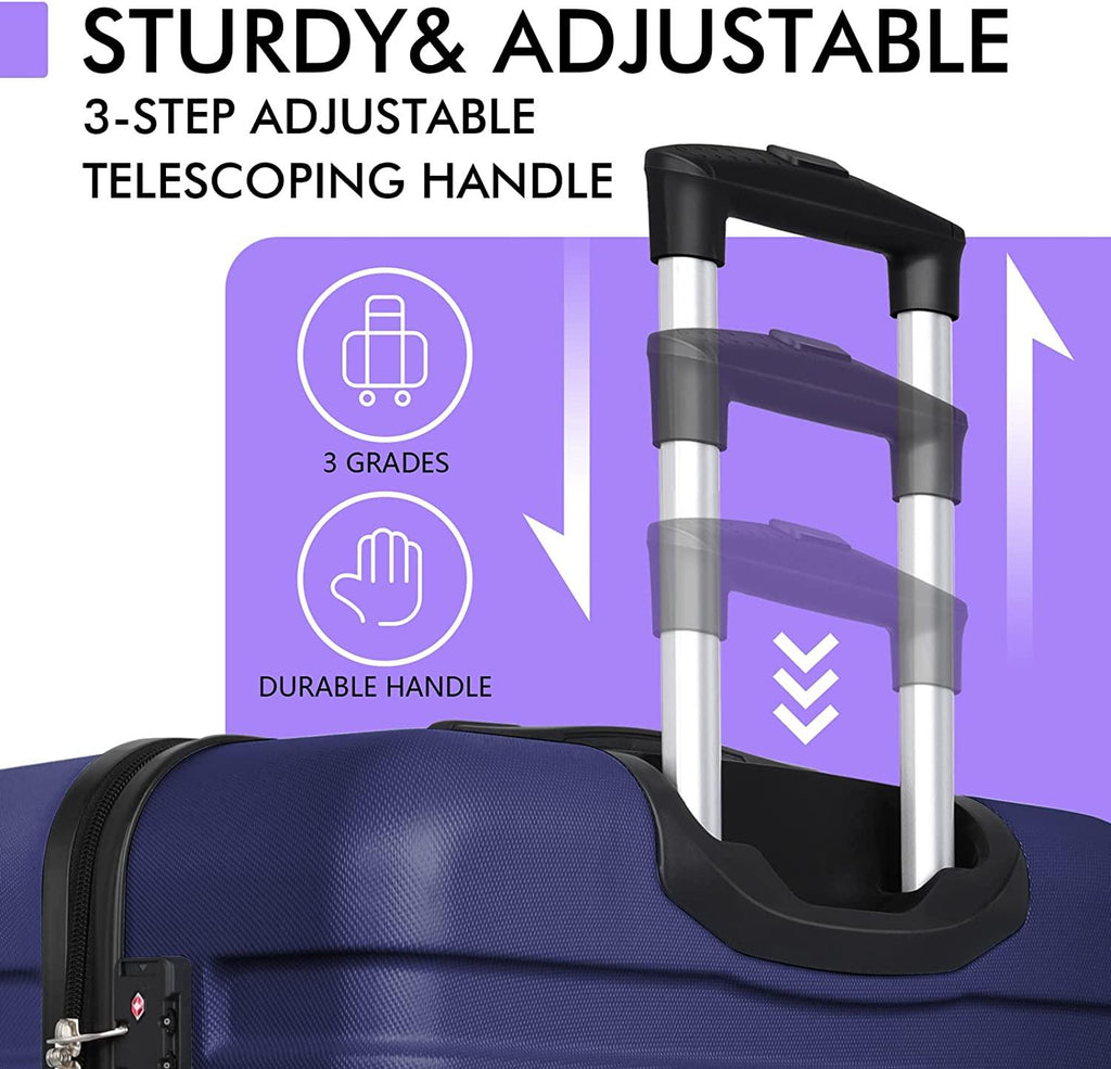 Luggage Sets 3 Piece AnyZip PC ABS Hardside Expandable Suitcase with 4 Universal Wheels TSA Lock Carry On 20 24 28 Inch Dark Blue