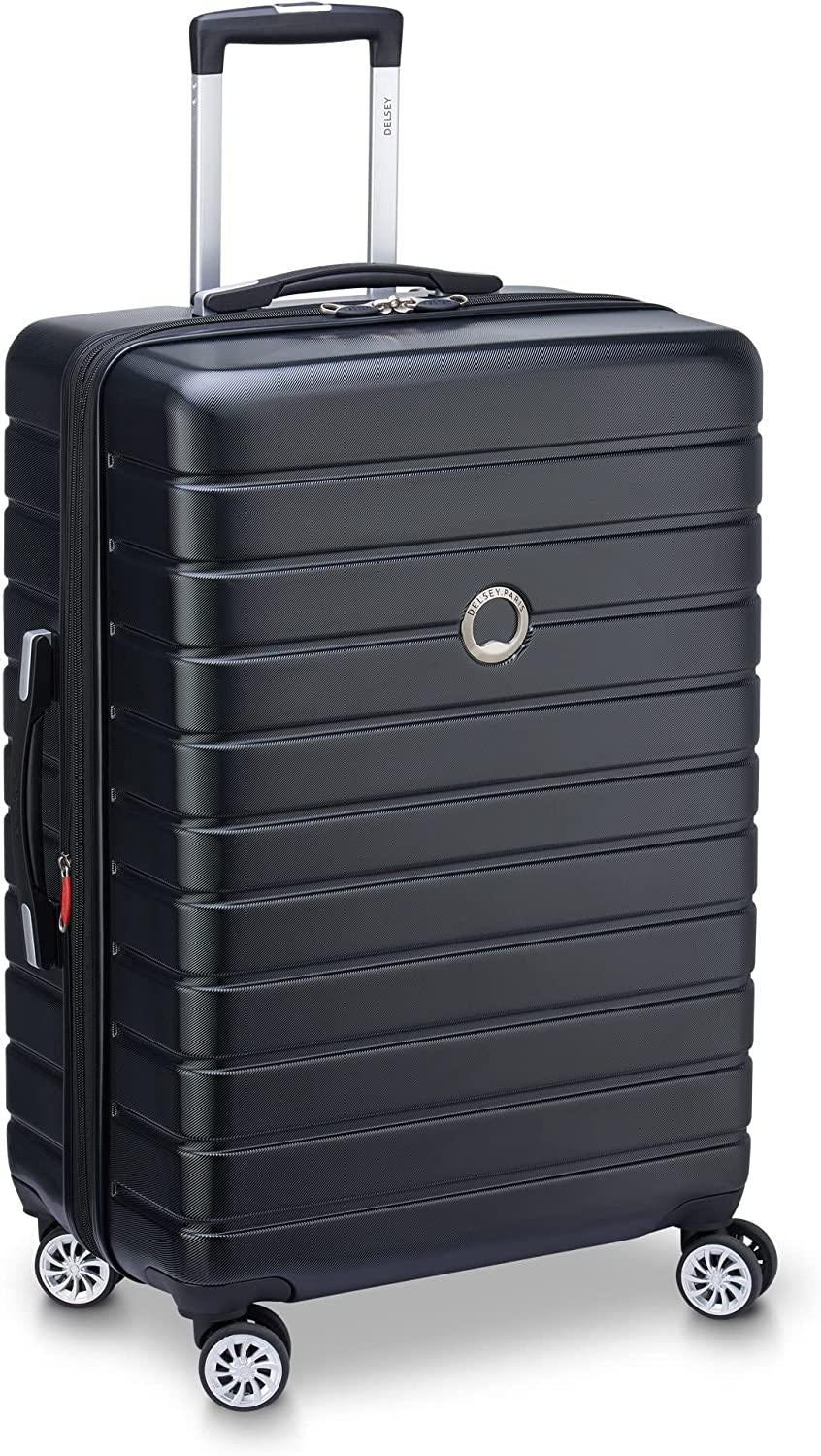 Jessica Hardside Expandable Luggage with Spinner Wheels (Black, Checked-Large 29-Inch)