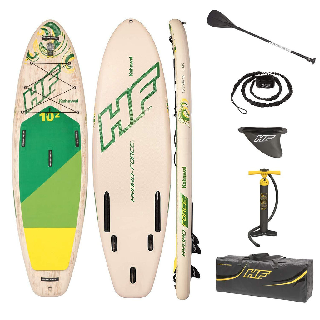 Hydro Force Kahawai 10 Foot Inflatable SUP Paddle Board Package w/ Pump