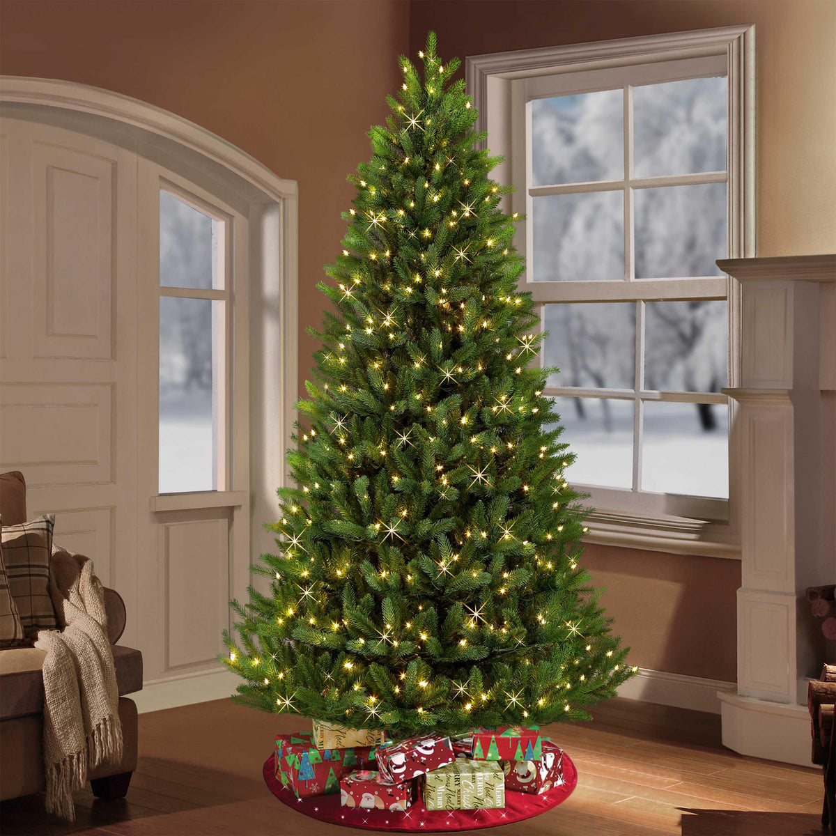 Puleo International 6.5 ft Pre-Lit Glacier Fir Artificial Christmas Tree with 500 UL-Listed Clear Lights