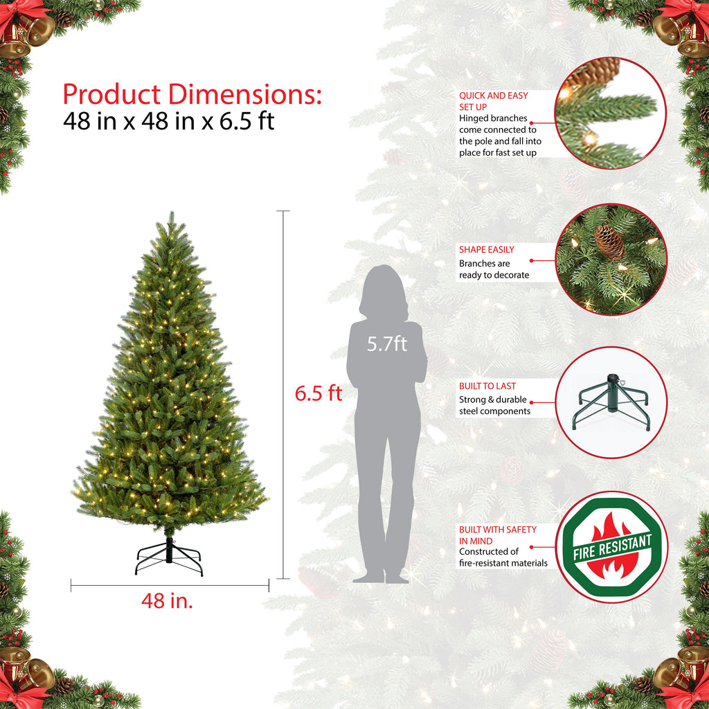 Puleo International 6.5 ft Pre-Lit Glacier Fir Artificial Christmas Tree with 500 UL-Listed Clear Lights