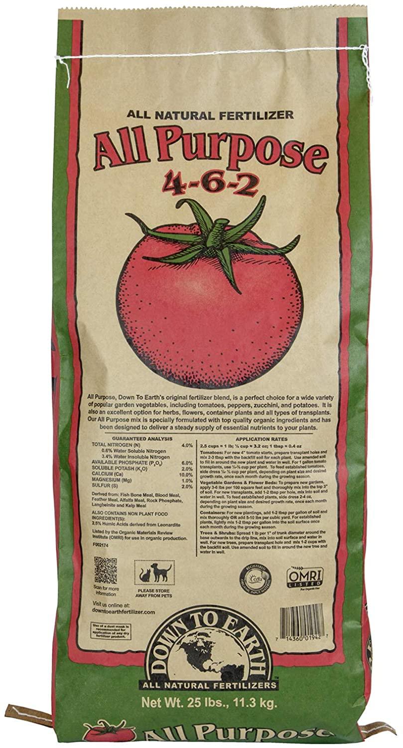 down to earth organic all purpose fertilizer mix 4-6-2, 25 lb