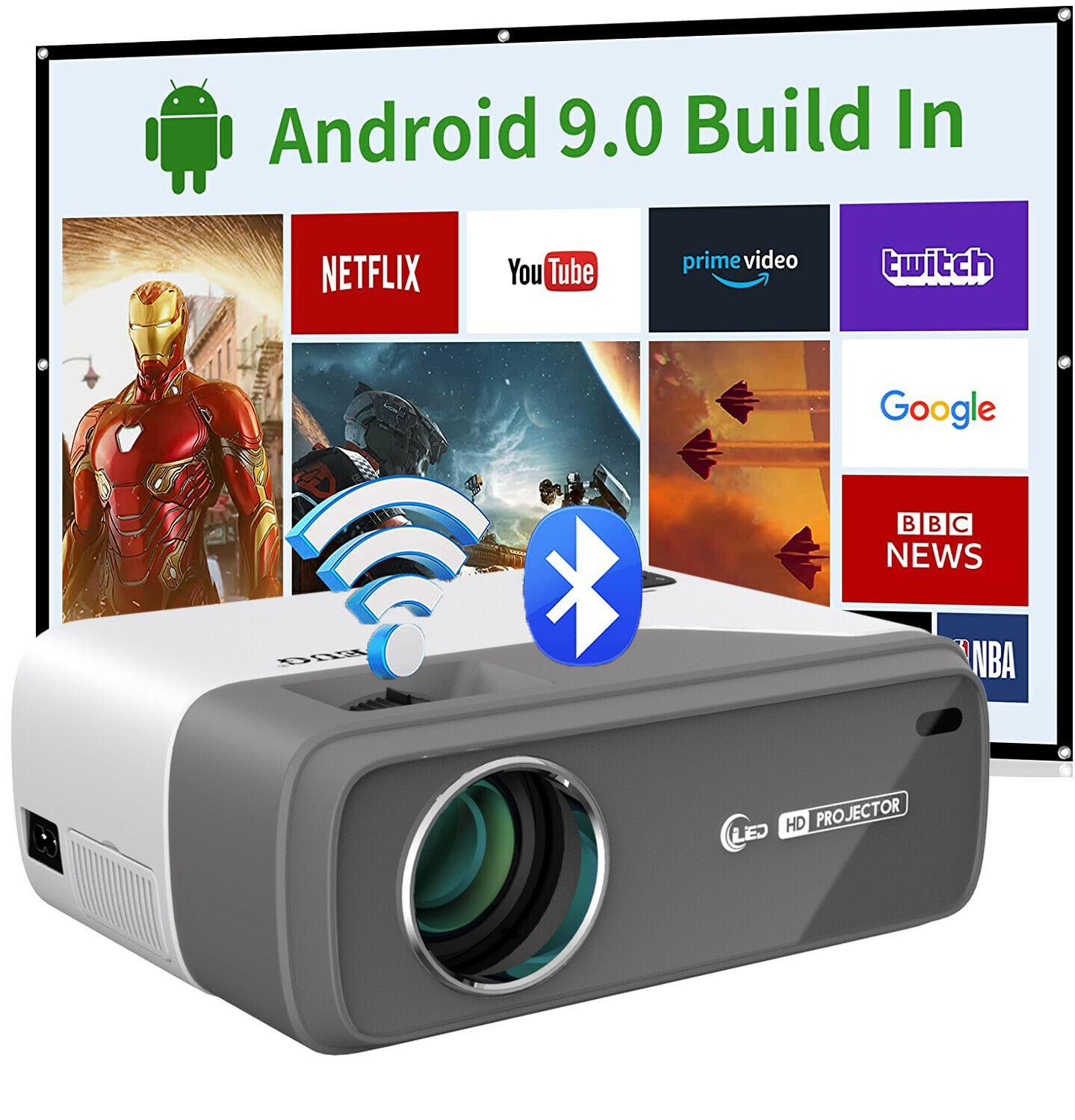android 9.0 led lcd projector blue-tooth home theater wlan online apps tv