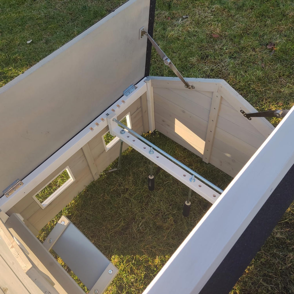 My Robot Home Plus Robotic Mower Shed, 43x37x29in, Weatherproof Garafor Luba,  Automower, , and More (Grey &amp; White)