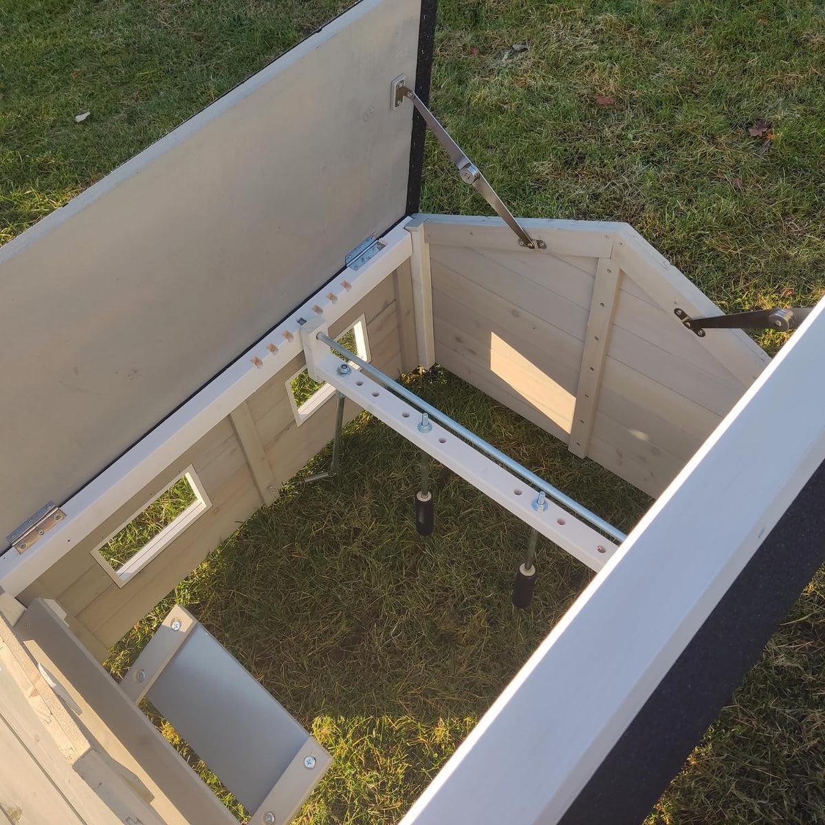 My Robot Home Plus Robotic Mower Shed, 43x37x29in, Weatherproof Garafor Luba,  Automower, , and More (Grey &amp; White)