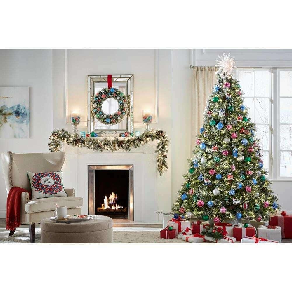 7.5 ft Sparkling Amelia Pine LED Pre-Lit Artificial Christmas Tree 600 Warm LEDs