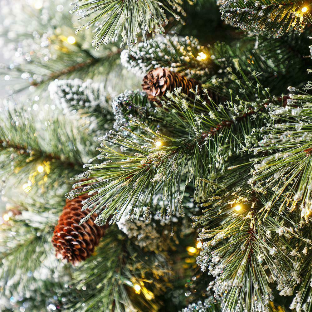 7.5 ft Sparkling Amelia Pine LED Pre-Lit Artificial Christmas Tree 600 Warm LEDs