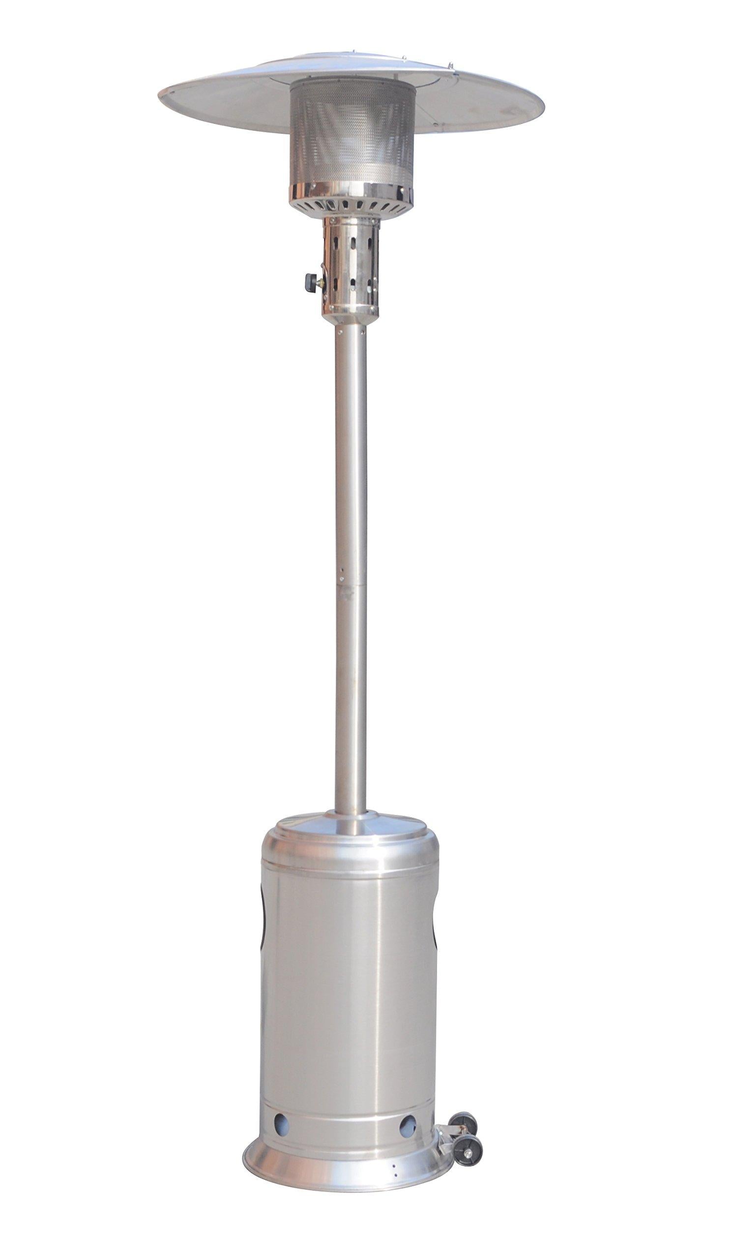 RTR Outdoor Patio Propane Heater With Portable Wheels 47,000 Btu 88 Inch Standing Gas Outside Heater Stainless Steel Burner For Party Restaurant Garden, Black