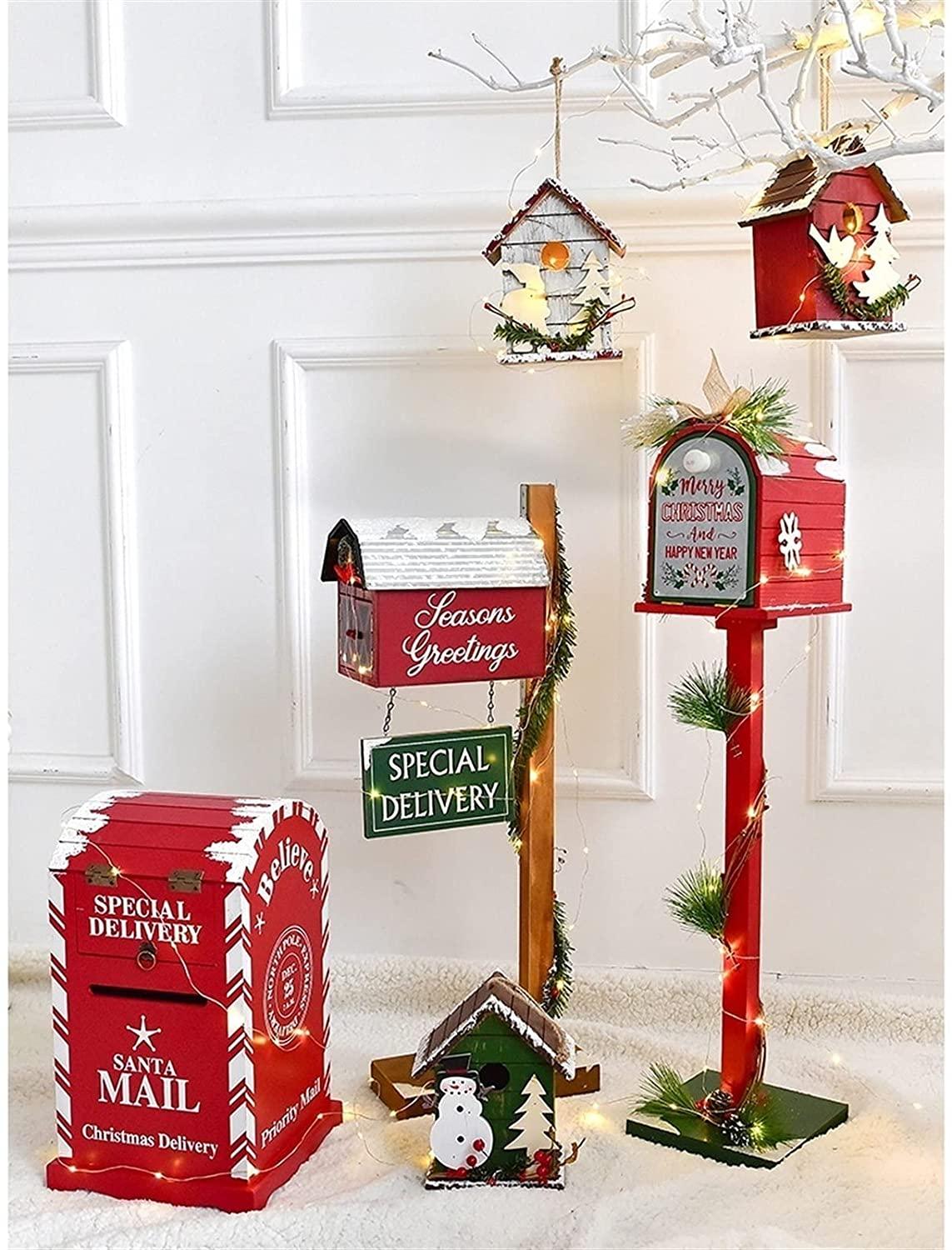 SMYONGPINGLED Lights with Light String Christmas Decorations Red Mailbox Bird House Cabin Indoor and Outdoor for Christmas Party Festival Year Craft Supplies 27 Indoor and Outdoor Waterproof