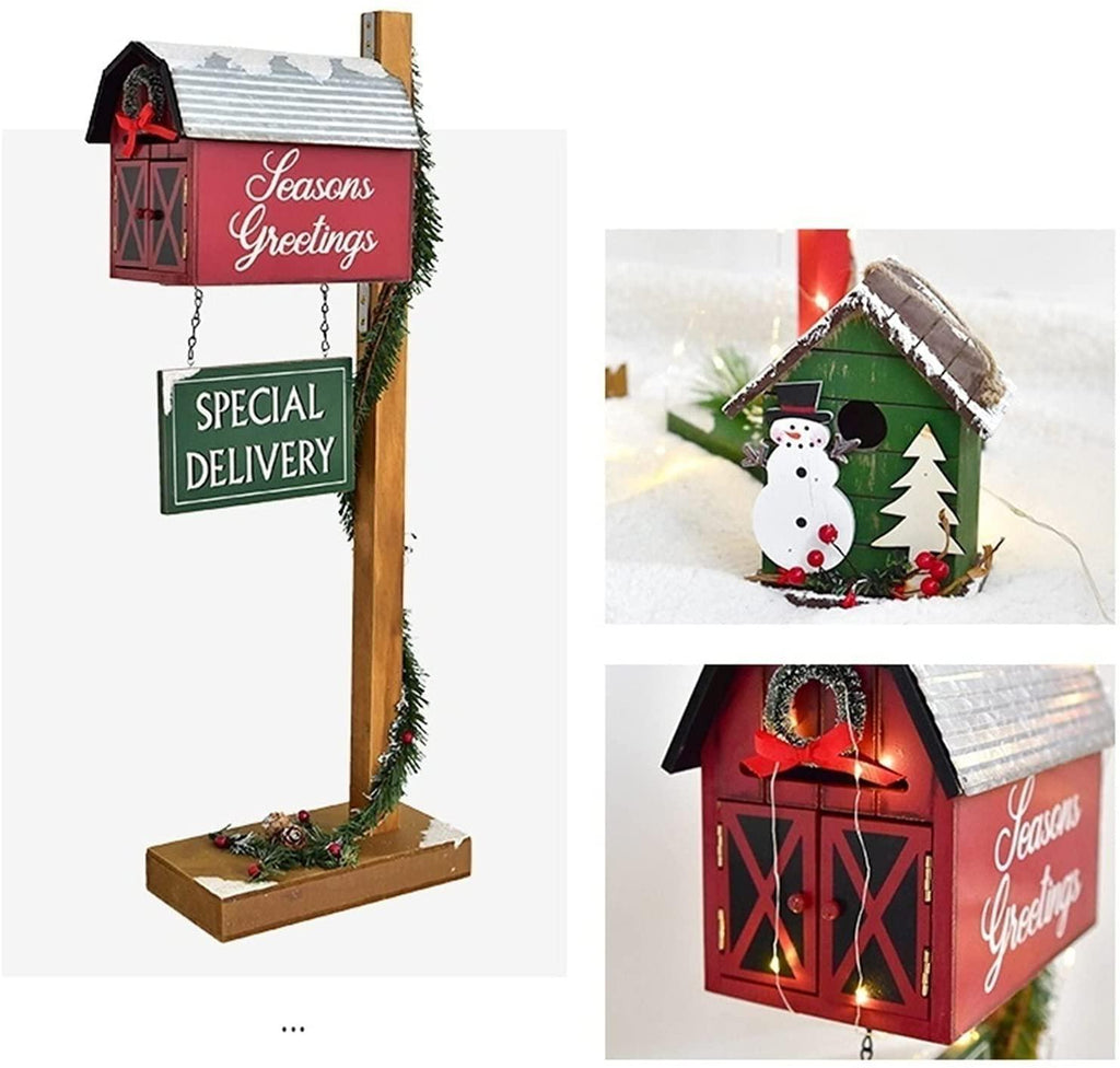 SMYONGPINGLED Lights with Light String Christmas Decorations Red Mailbox Bird House Cabin Indoor and Outdoor for Christmas Party Festival Year Craft Supplies 27 Indoor and Outdoor Waterproof
