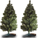 2 Pack - 3 ft. Tall White LED Lighted Pathway Christmas Trees - Battery Powered