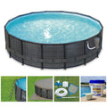 Summer Waves P4A01648B 16ft x 48in Above Ground Frame Outdoor Swimming Pool Set w/ Filter Pump, Pool Cover, Ladder, Ground