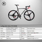 YH-XC550 Road Bike for Men 54cm Frame Bicycle 700C Wheels 21 Speed Dual Disc Brake Urban Commuter Bikes