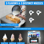 Soft Serve Ice Cream Machine, 18L/H Yield Commercial Ice Cream Maker, 1200W Countertop Soft Serve Ice Cream Maker with LCD Panel Puffing ShortaAlarm for Bars Coffee Shop Restaurant (ZM-168)