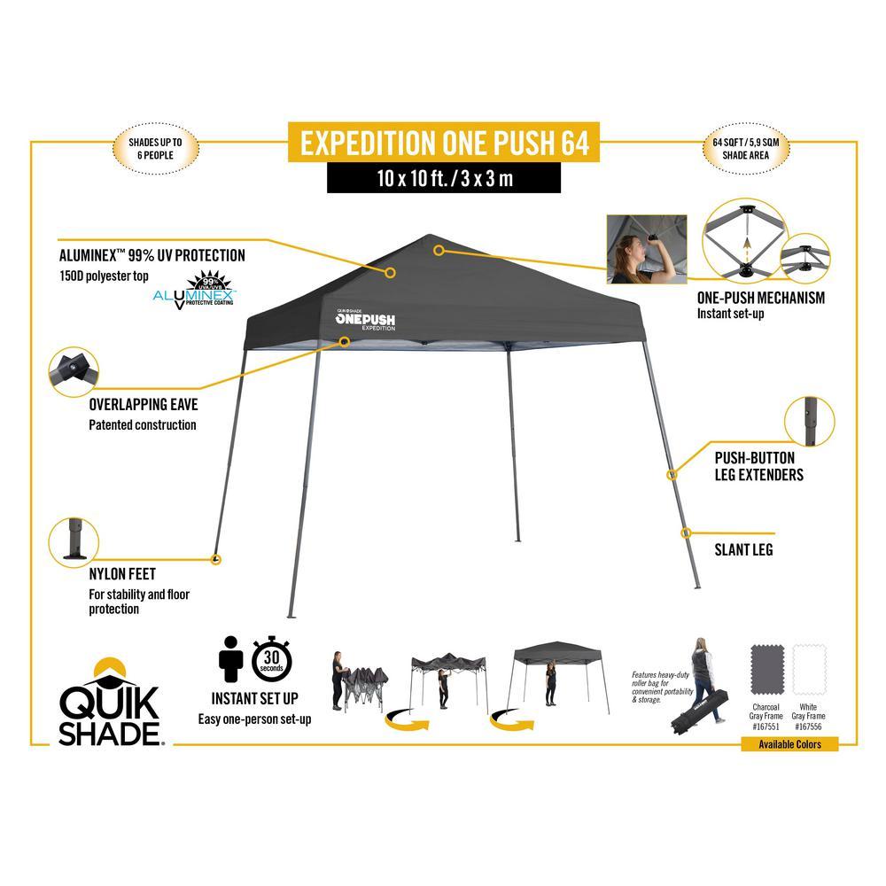 10 ft. x 10 ft. Charcoal Slant Leg Pop-Up Canopy