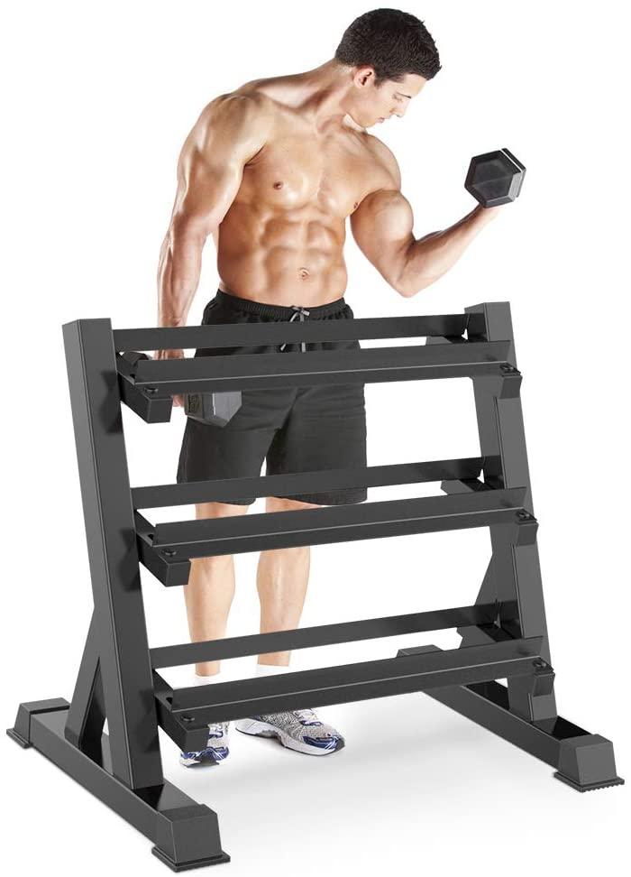 Ounuo 3 Tier Heavy Duty Dumbbell Rack Home Gym Weight Rack Dumbbell StoraStand Holder, Latest Model(Rack Only)