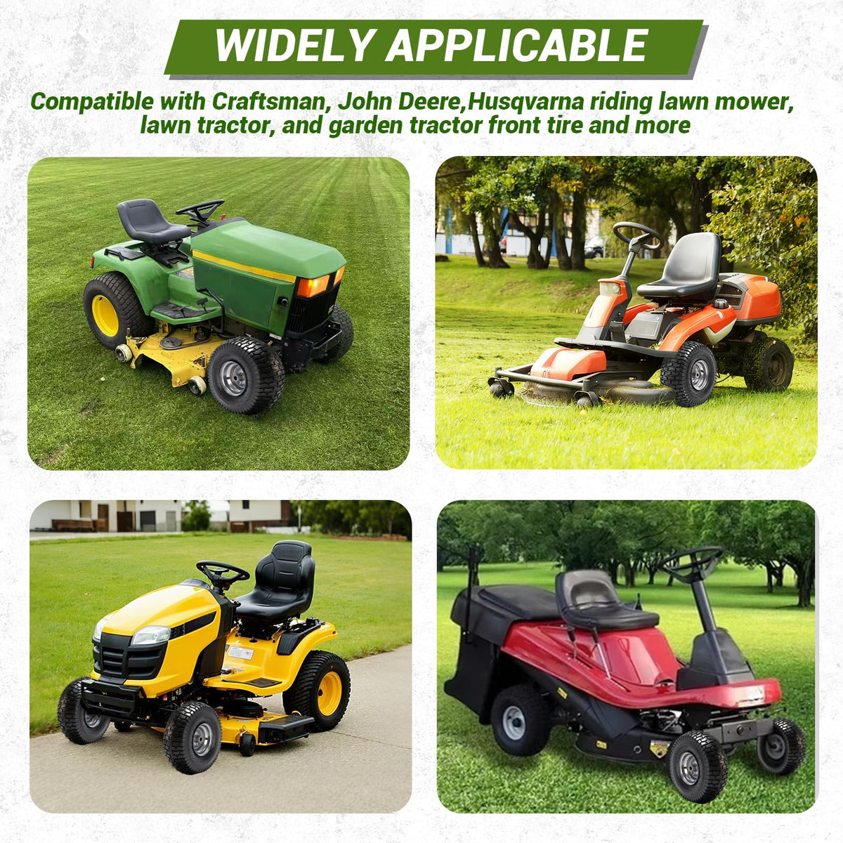 (2 Pack)  15x6.00-6nhs Lawn Mower Tires and Wheel Assembly, Replacement Riding Lawn Mower Front Tires, Compatible with    Lawn Mowers, 3/4" Bushings, 3" Centered Hub
