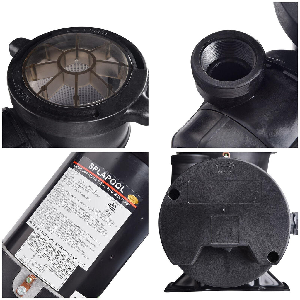 1.5hp efficient water pumping pool pump black easy to assemble safe to use
