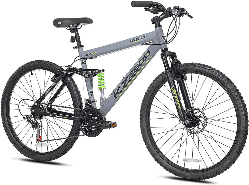 Kent International 26" KZ2600 Full Suspension Mountain Bike, Grey