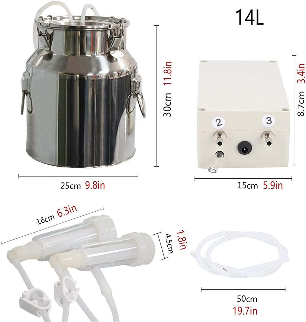 goat milking machine, pulsation vacuum pump milker, automatic portable livestock milking equipment, electric pulsation milking machine, milking machine goat milking supplies for sheep ( size : 14l )