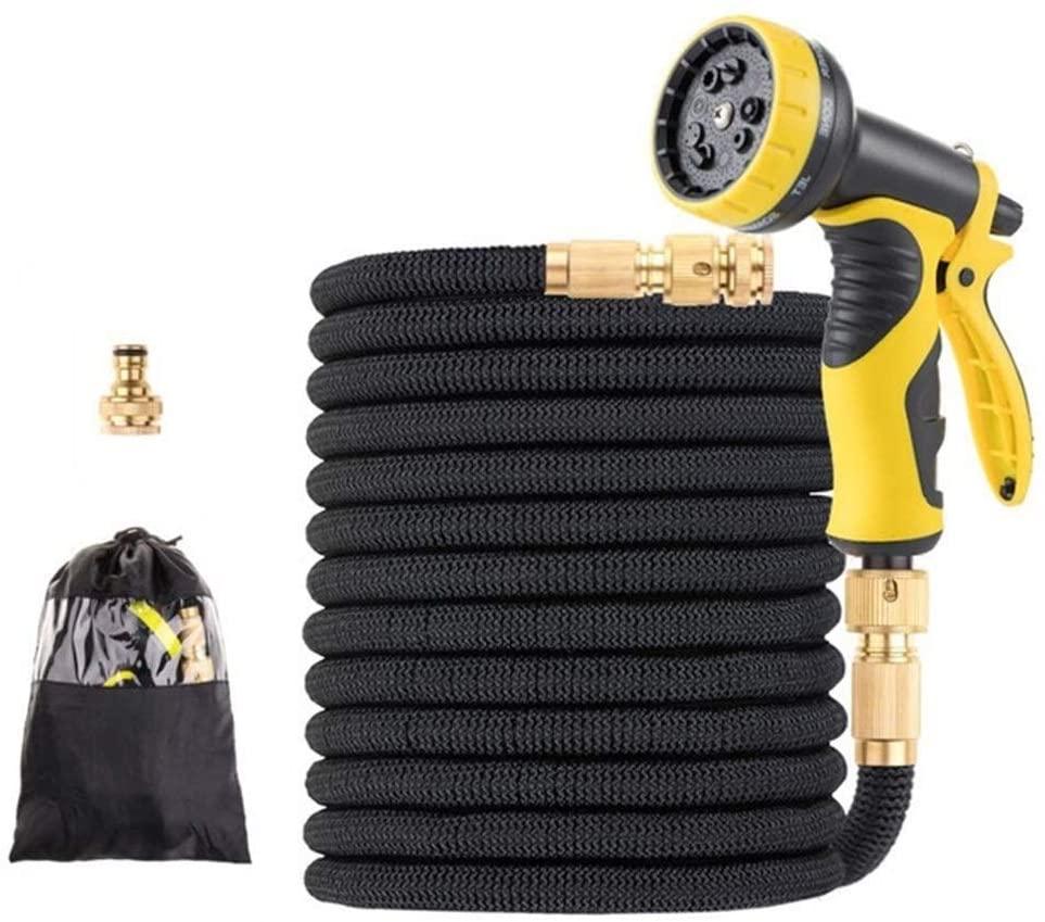 QXDZSWB 15-100FT TPE Garden Hoses Drip Irrigation System Watering Hoses with Faucet Connector Car Washer Nozzle Watering Kits (Color : Black, Lengh : 100FT)