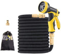 QXDZSWB 15-100FT TPE Garden Hoses Drip Irrigation System Watering Hoses with Faucet Connector Car Washer Nozzle Watering Kits (Color : Black, Lengh : 100FT)