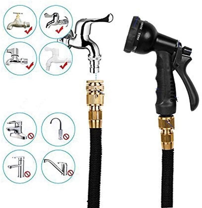 QXDZSWB 15-100FT TPE Garden Hoses Drip Irrigation System Watering Hoses with Faucet Connector Car Washer Nozzle Watering Kits (Color : Black, Lengh : 100FT)