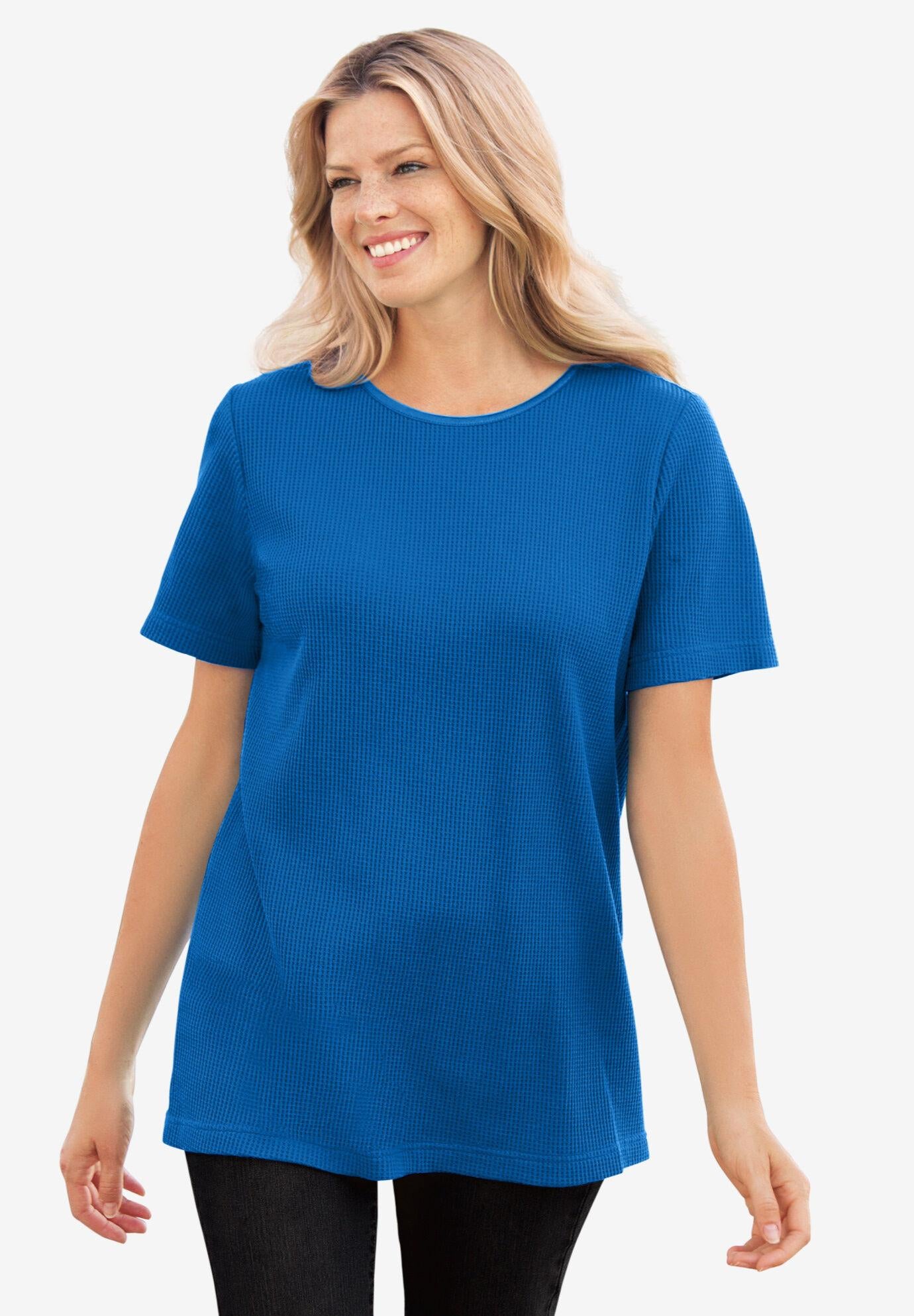 thermal short-sleeve satin-trim tee