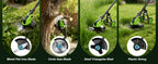 20000 RPM Electric Weed Eater Battery Powered 6000mAh, 12″ Brushless Electric Weed Wacker Cordless Wheeled Edger Trimmer, 4-in-1 Brush Cutter Heavy Duty/String Trimmer/Lawn Mower Edger, 2 Battery Tool
