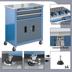 20 Drawer Rolling Tool Chest Combo,Tool Cabinet with  Countertop, Modular Tool Chest with LocDrawers and Connection Parts, 360° Swivel BraWheels & Padded Feet, Blue