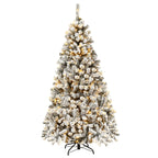 Costway 6ft Pre-Lit Premium Snow Flocked Hinged Artificial Christmas Tree with 250 Lights
