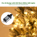 Costway 6ft Pre-Lit Premium Snow Flocked Hinged Artificial Christmas Tree with 250 Lights