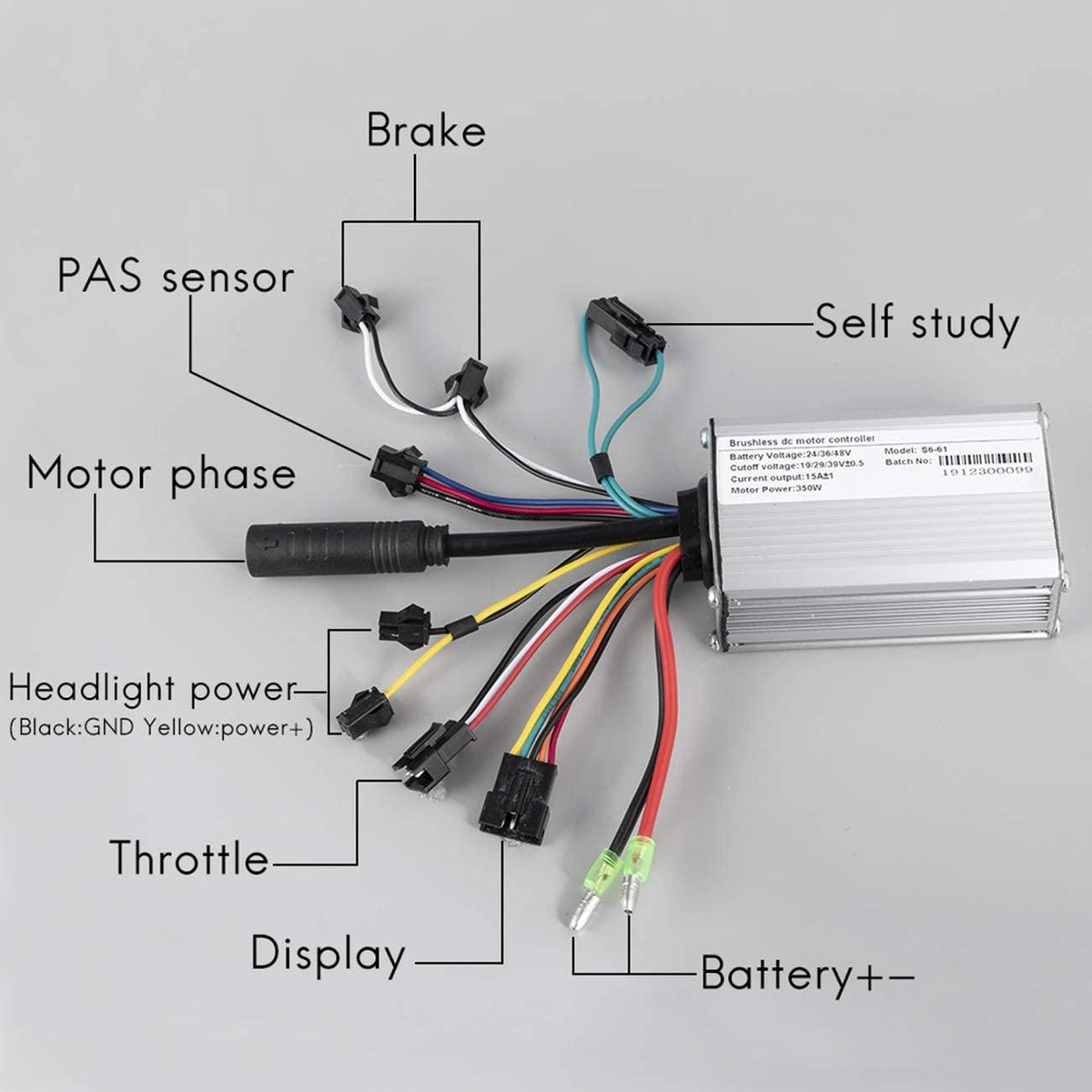 Electric Bike Conversion Kit Front Wheel Motor 350W E Bike Kit 36V Hub Motor 20" Bicycle BLDC Controller with LCD Display Controller PAS Brake Lever for 20 1.95 Tire