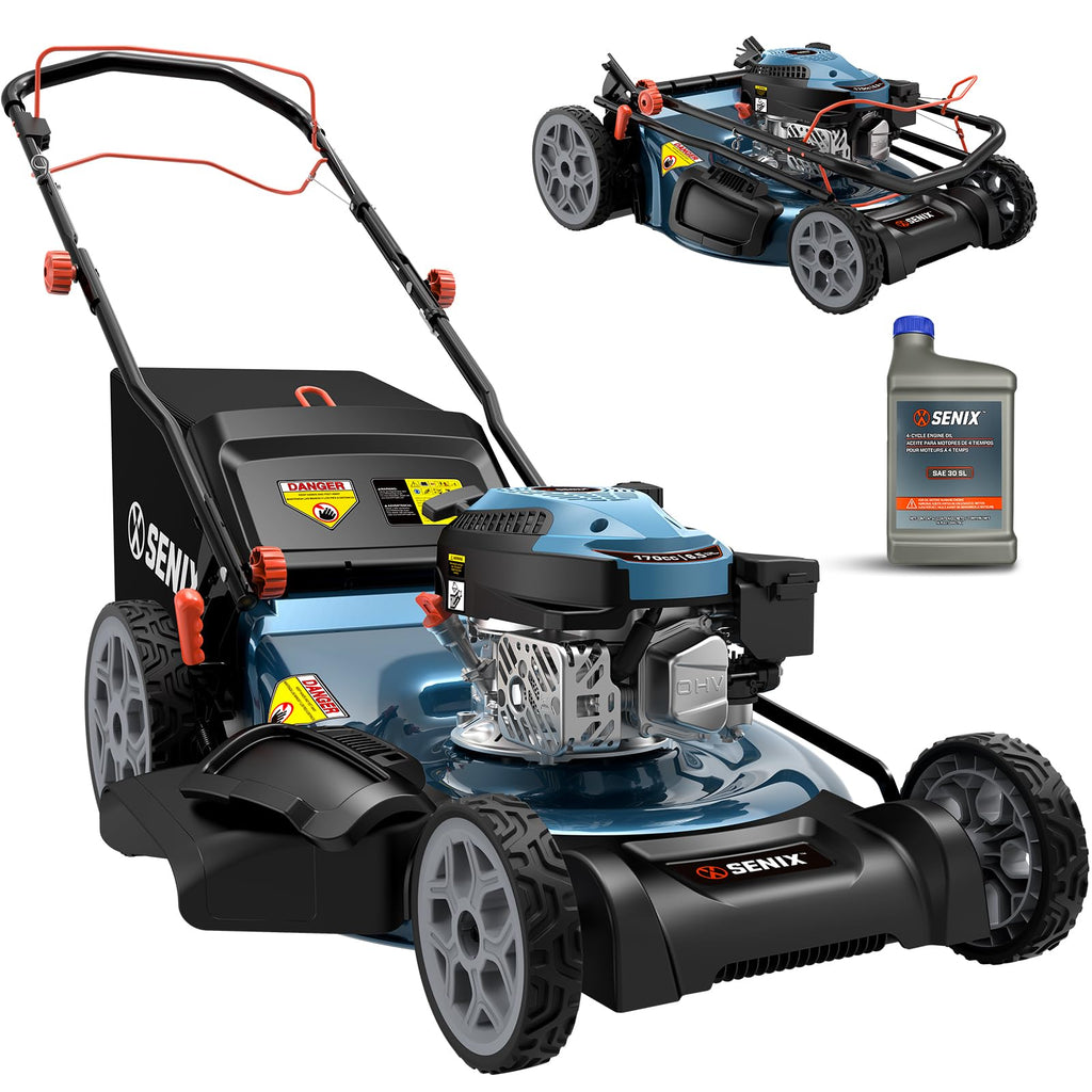Gas Lawn Mower, 22" Self Propelled Gas Powered Lawnmower with 170cc OHV 4-Cycle Engine, 3-in-1 Walk-Behind Push Lawn Mower, 6-Position Height Adjustment