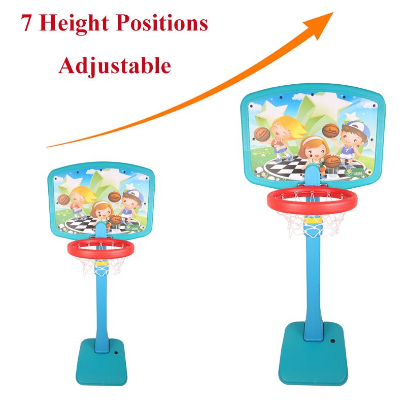 Children's Basketball Frame Indoor Household Basketball Stand 7 Height Positions Adjustable Kids Basketball Hoop