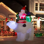tjz 6 Foot Christmas Inflatable Outdoor Decoration with ShaHead and LED Lights Blow Up Santa Clause Riding Polar Animation Bear for Holiday/Party/Xmas/Yard/Garden