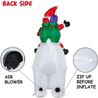 tjz 6 Foot Christmas Inflatable Outdoor Decoration with ShaHead and LED Lights Blow Up Santa Clause Riding Polar Animation Bear for Holiday/Party/Xmas/Yard/Garden