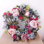 JJKFQ Christmas Xmas Decoration Simulation Peony Wreath Wall Door Candle Holder Decoration Simulation Peony Wreath Accessories