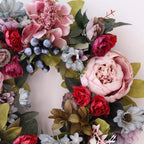 JJKFQ Christmas Xmas Decoration Simulation Peony Wreath Wall Door Candle Holder Decoration Simulation Peony Wreath Accessories