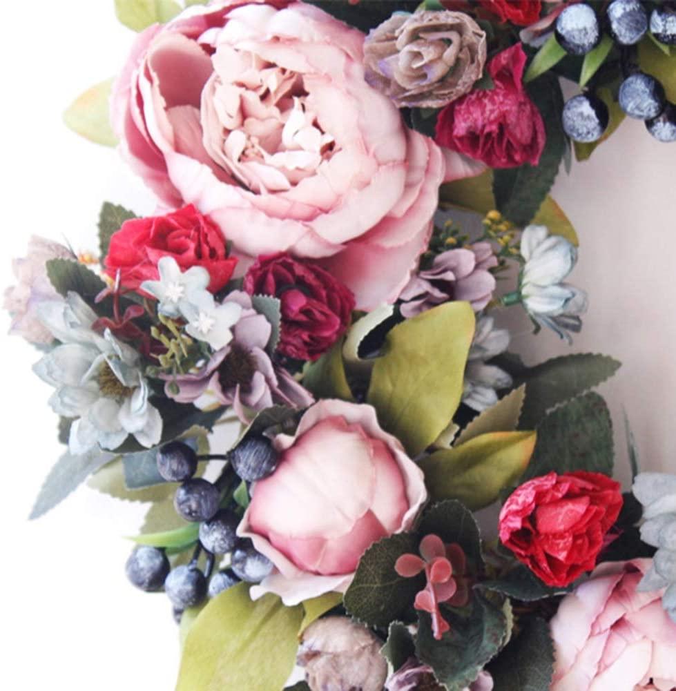 JJKFQ Christmas Xmas Decoration Simulation Peony Wreath Wall Door Candle Holder Decoration Simulation Peony Wreath Accessories