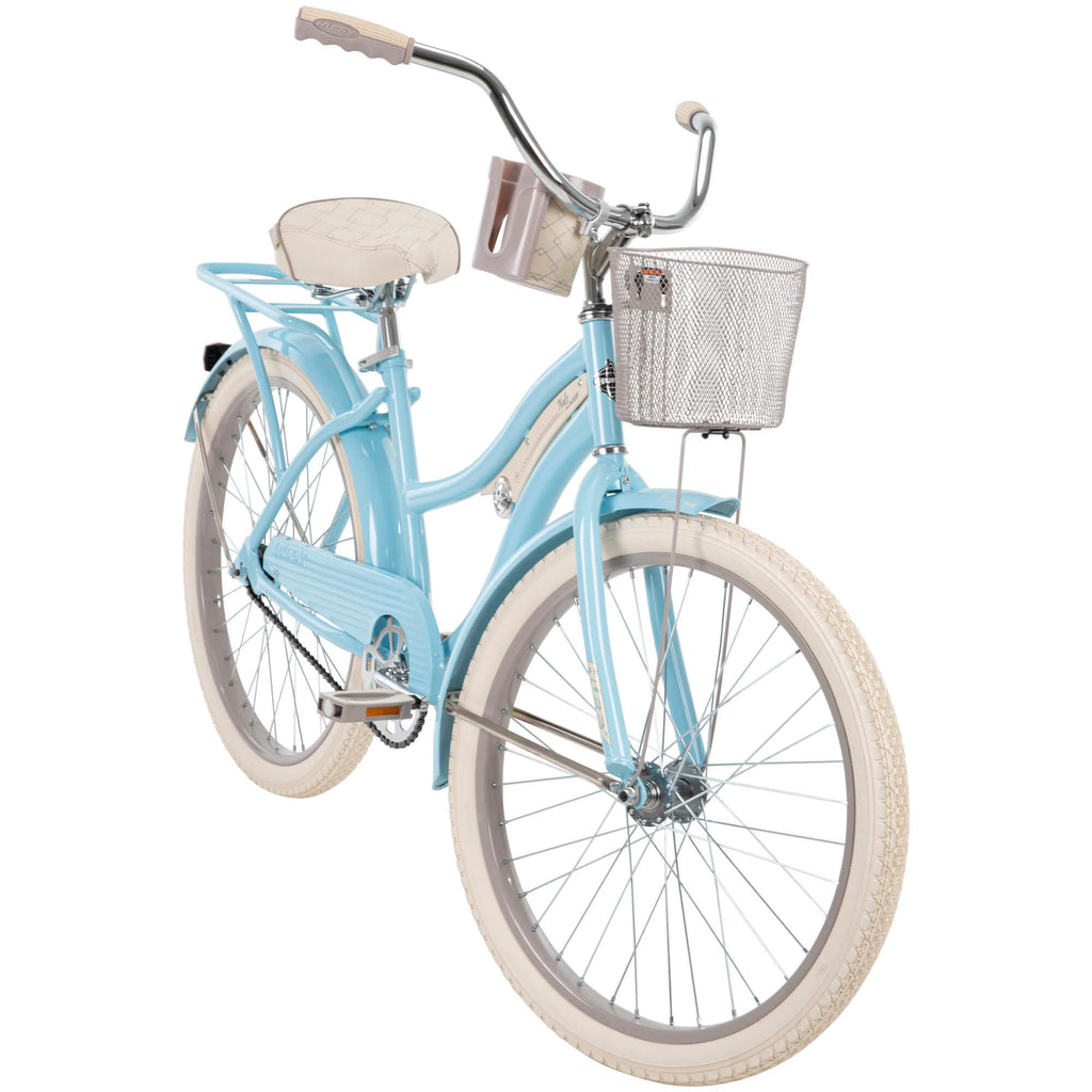 Huffy 24 In. Girls Nel Lusso Women's Classic Beach Cruiser Bike, Light Blue